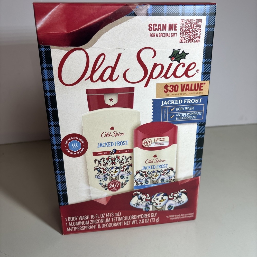 Old Spice Christmas Scent Jack Frost Body Wash & Deodorant Gift Set NIB Lmtd Ed